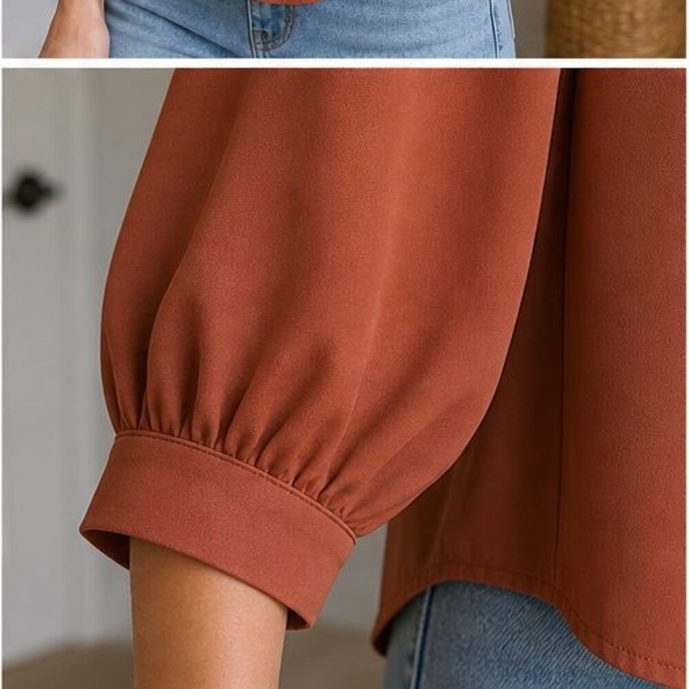 Rust Wrap Blouse - Picture 5 of 6